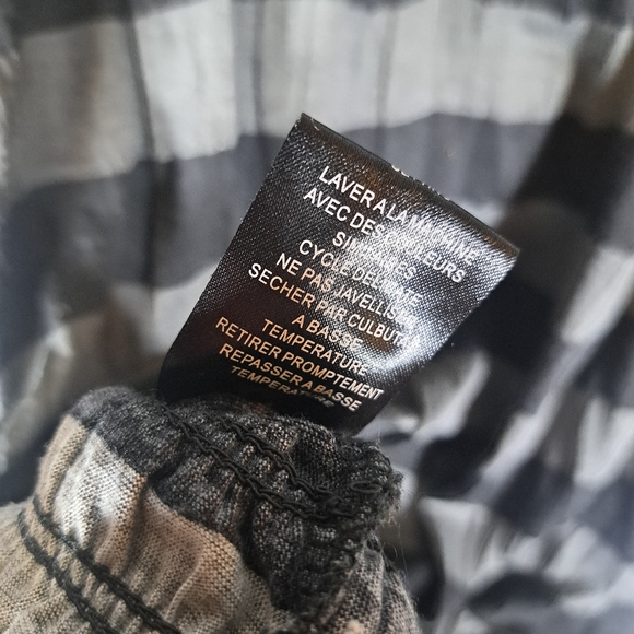 Majora Black and Grey Off the Shoulder Striped 3/4 Sleeve Size Large Top - Picture 9 of 9